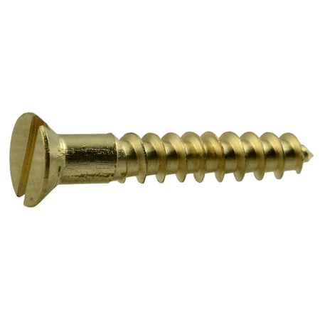 Midwest Fastener Wood Screw, #6, 7/8 in, Plain Brass Flat Head Slotted Drive, 25 PK 61894
